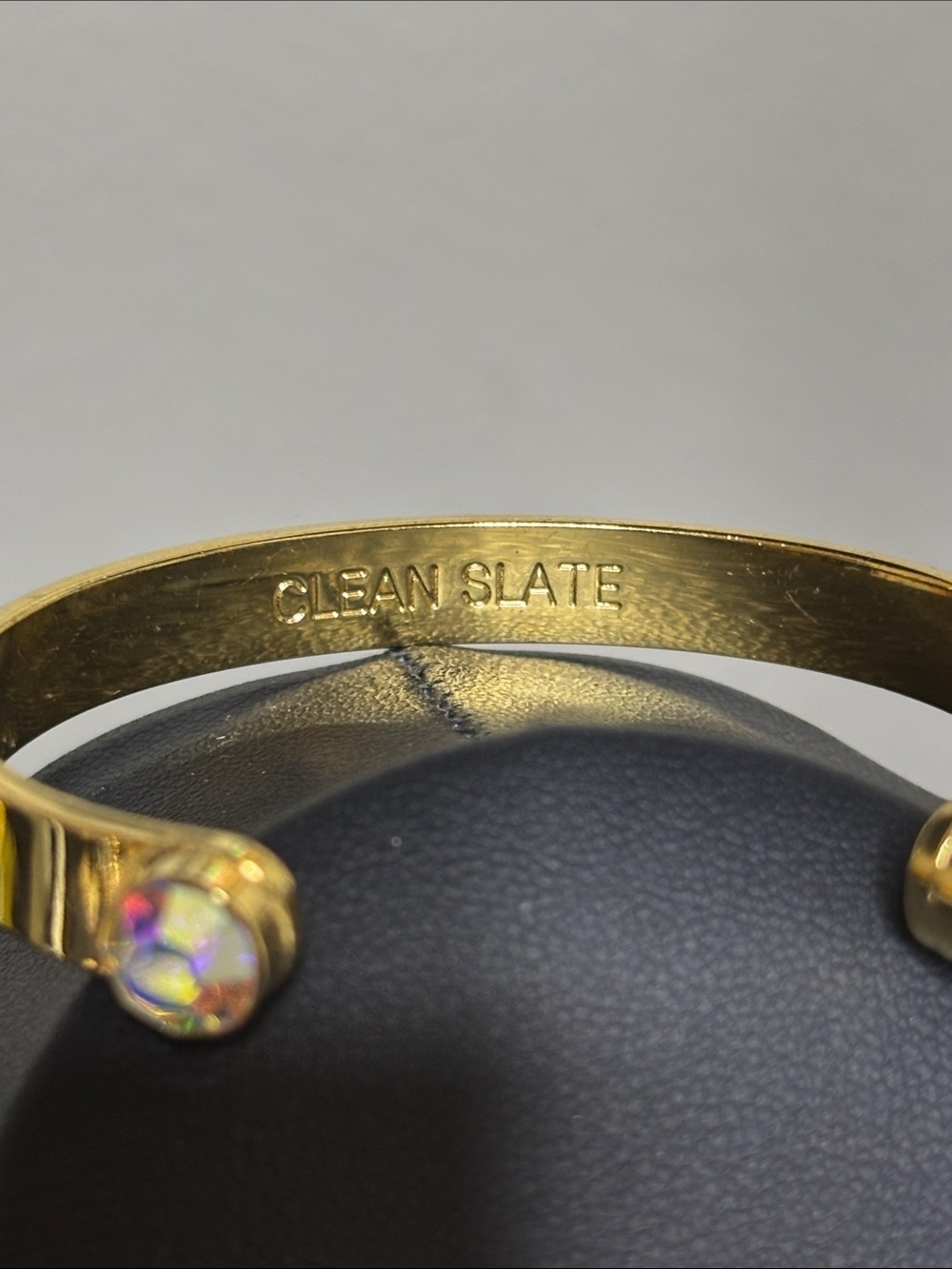 Kate Spade Aurora Borealis AB Gold Tone Clean Slate Cuff Bracelet - Picture 2 of 9